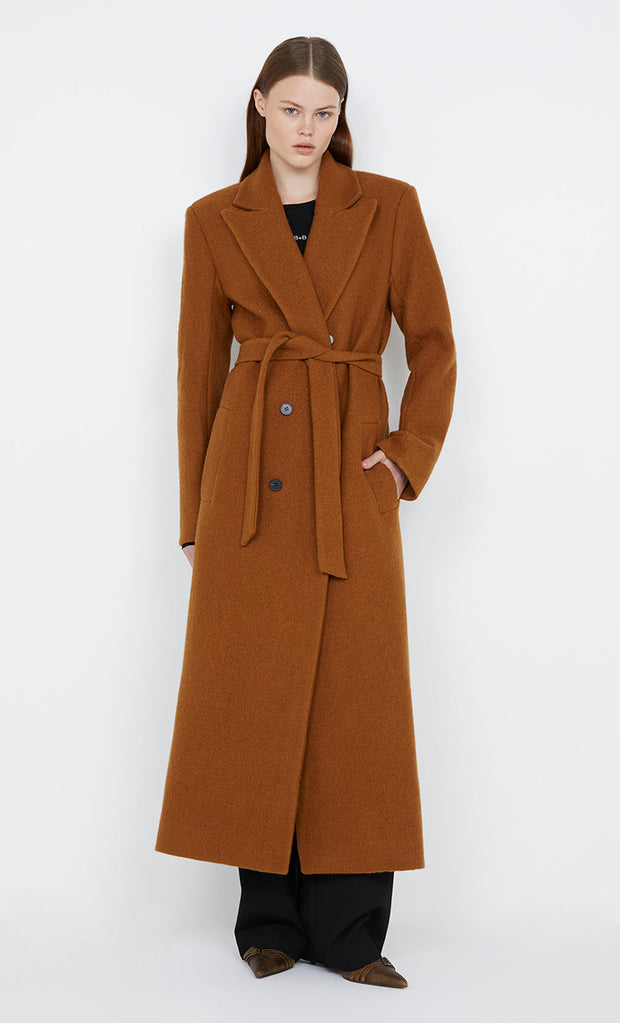 TEYANA BELTED COAT - TOFFEE