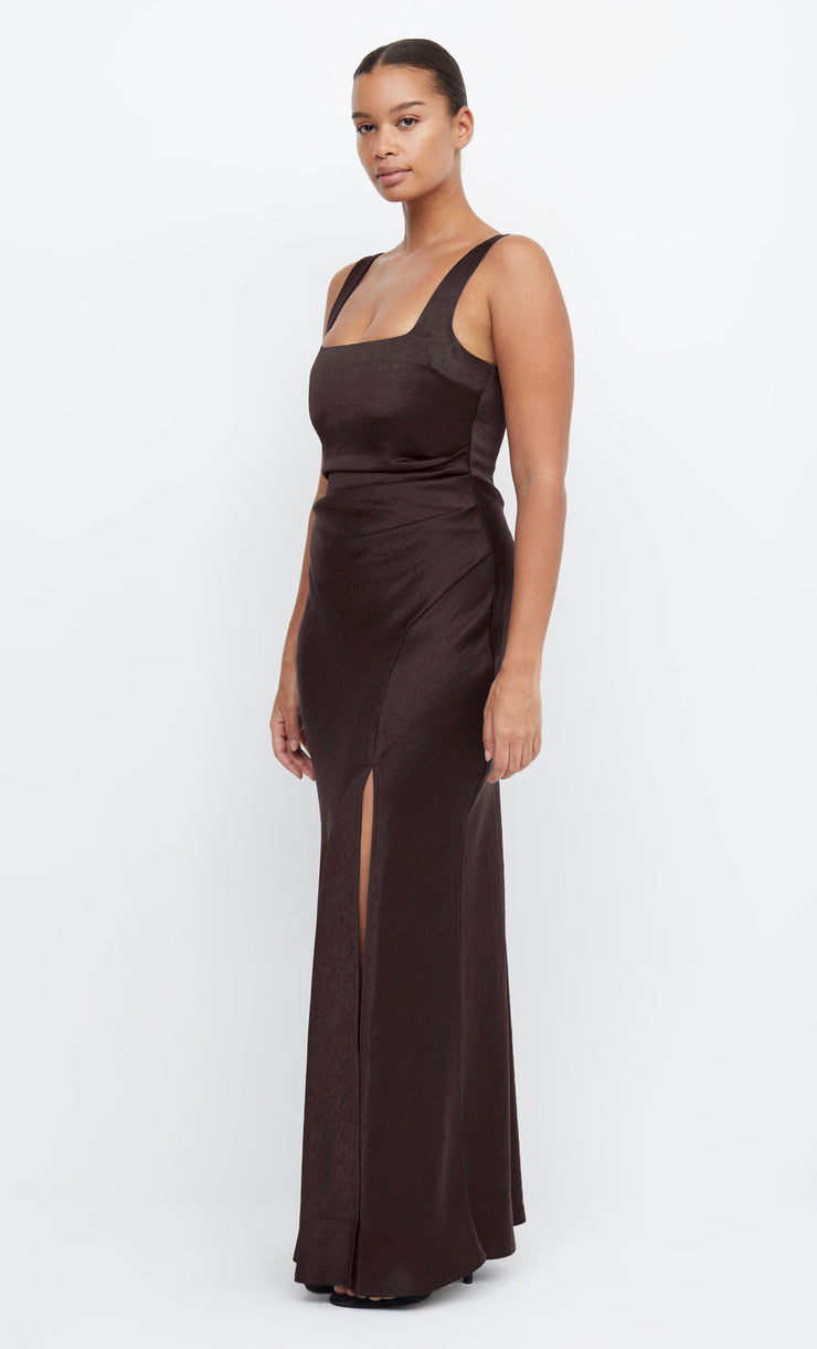 THE DREAMER SQUARE NECK DRESS - DARK CHOCOLATE