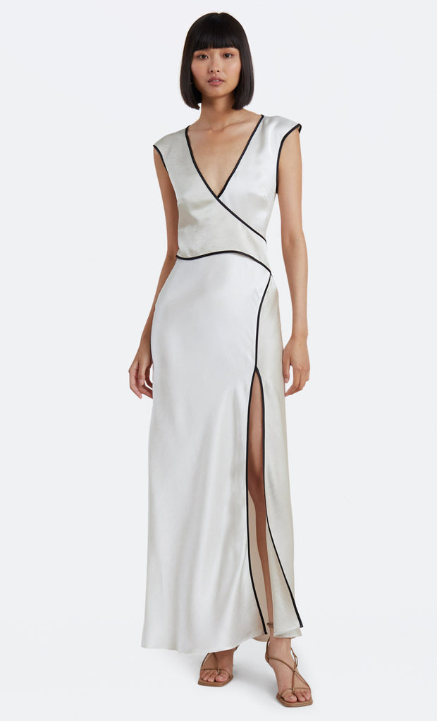 KIMBERLY V MAXI DRESS - IVORY/CHAMPAGNE