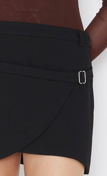 Black wrap mini skirt best sale