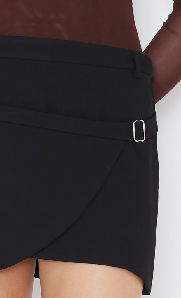 WILDER WRAP MINI SKIRT - BLACK