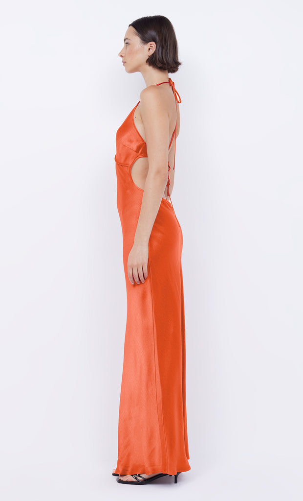 ZARIAH HALTER DRESS - FIRE RED