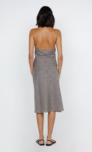 Zuri Midi Skirt in Taupe and Ivory Stripe by Bec + Bridge