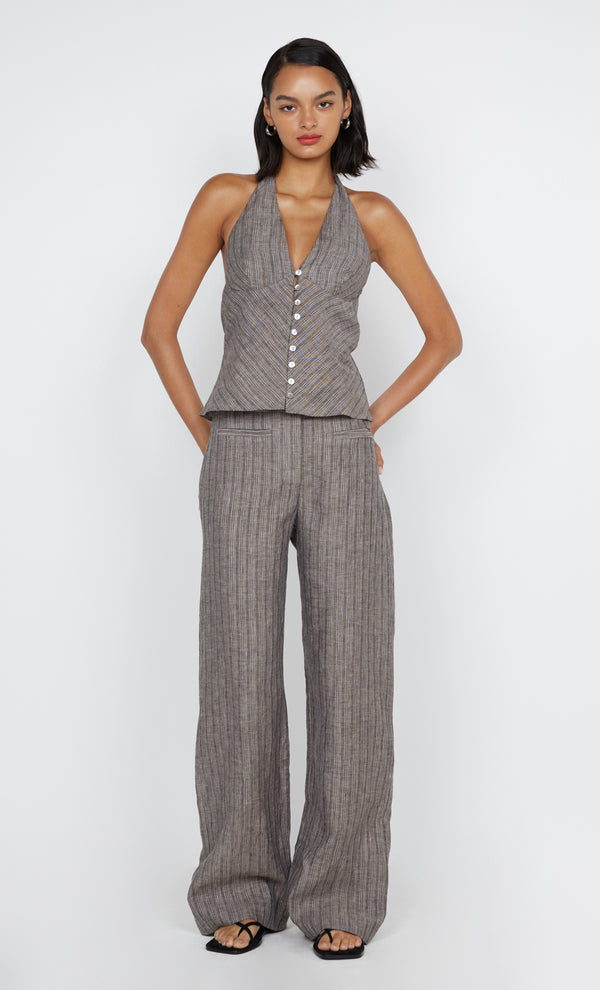 Zuri Straight Leg Pant in Taupe Stripe by Bec + Bridge