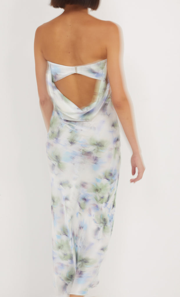 MOON DANCE STRAPLESS DRESS - WATERCOLOUR FLORAL