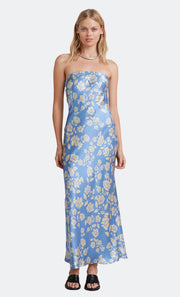 BLOSSOM STRAPLESS MAXI DRESS - BLUE PRINT