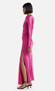 MOON DANCE LONG SLEEVE MAXI DRESS - DEEP PINK