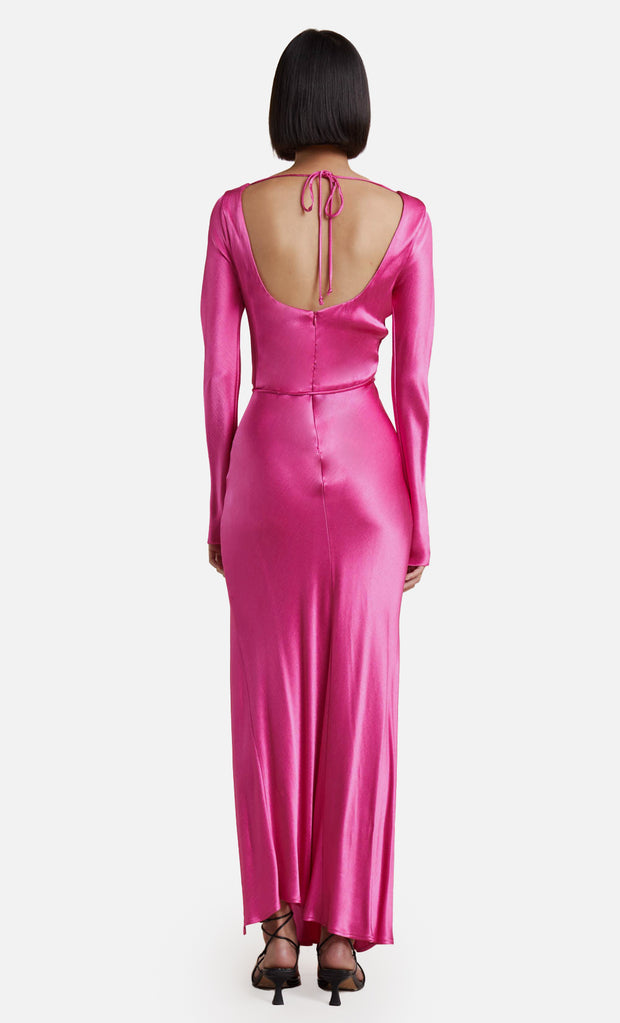 MOON DANCE LONG SLEEVE MAXI DRESS - DEEP PINK