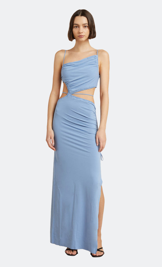 Dilkon Maxi Cutout Dress Asym Gigi Hadid in Dusk Blue by Bec + Bridge