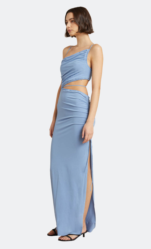 Dilkon Maxi Cutout Dress Asym Gigi Hadid in Dusk Blue by Bec + Bridge