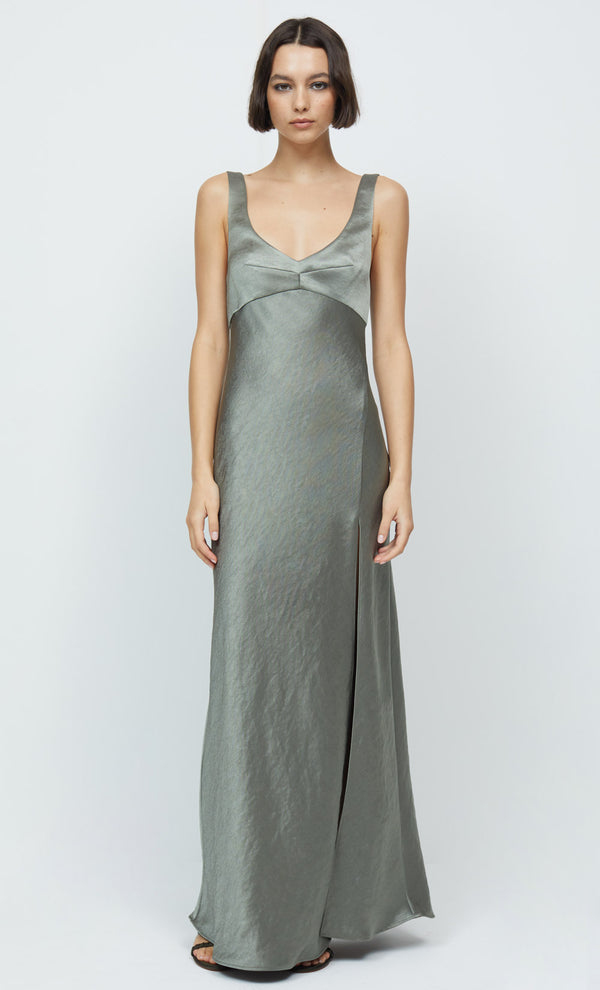 NADIA V MAXI DRESS - DARK OLIVE