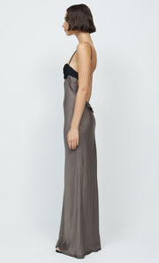 EVANGELINE STRAPPY MAXI DRESS - PEWTER/BLACK