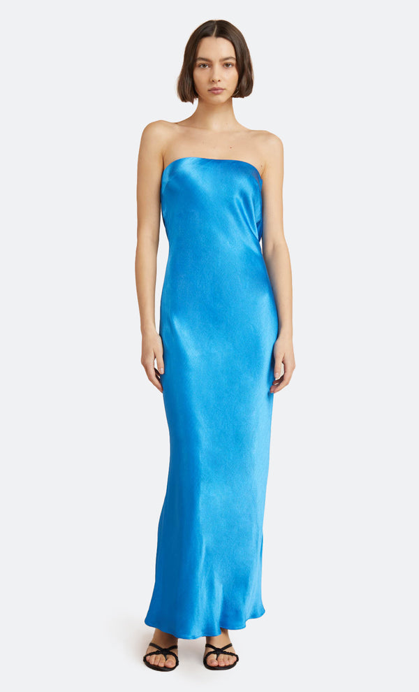 MOONDANCE STRAPLESS DRESS - MID BLUE