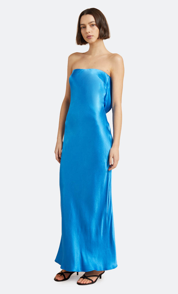 MOONDANCE STRAPLESS DRESS - MID BLUE