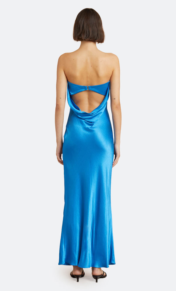 MOON DANCE STRAPLESS DRESS - MID BLUE