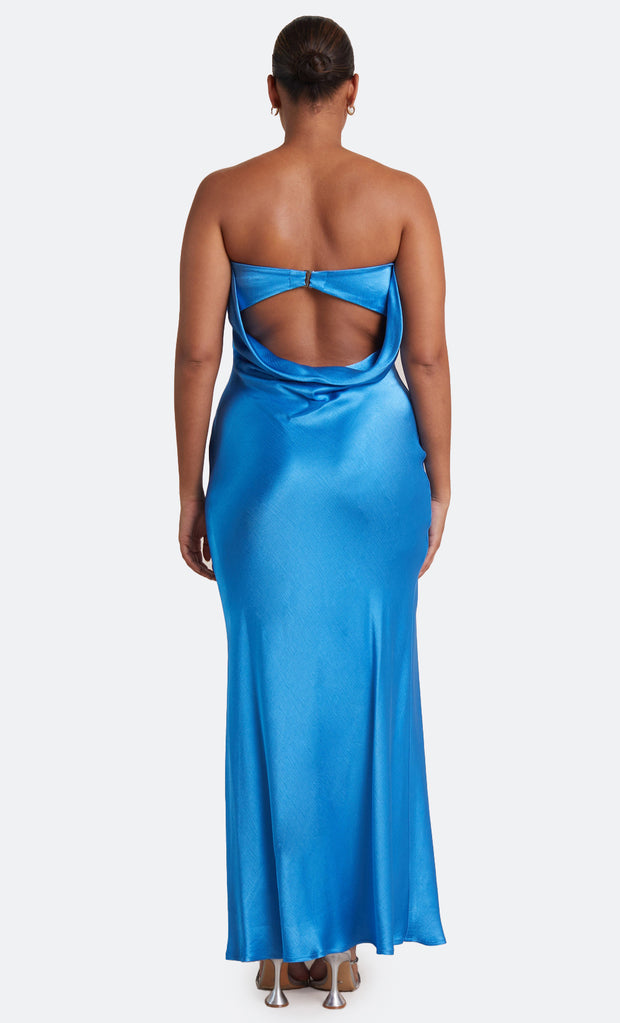 MOON DANCE STRAPLESS DRESS - MID BLUE