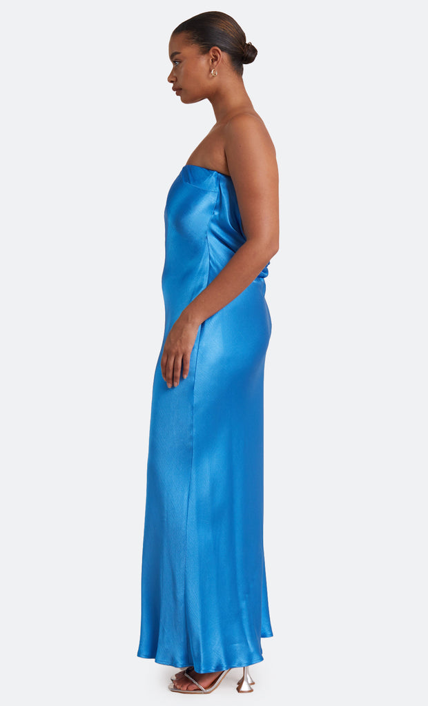 MOON DANCE STRAPLESS DRESS - MID BLUE