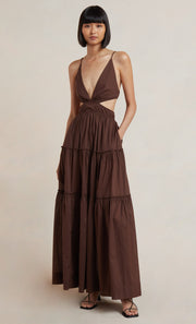 CARLA V MAXI DRESS - CHOCOLATE