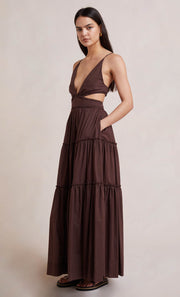 CARLA V MAXI DRESS - CHOCOLATE