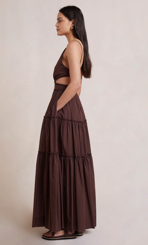 CARLA V MAXI DRESS - CHOCOLATE