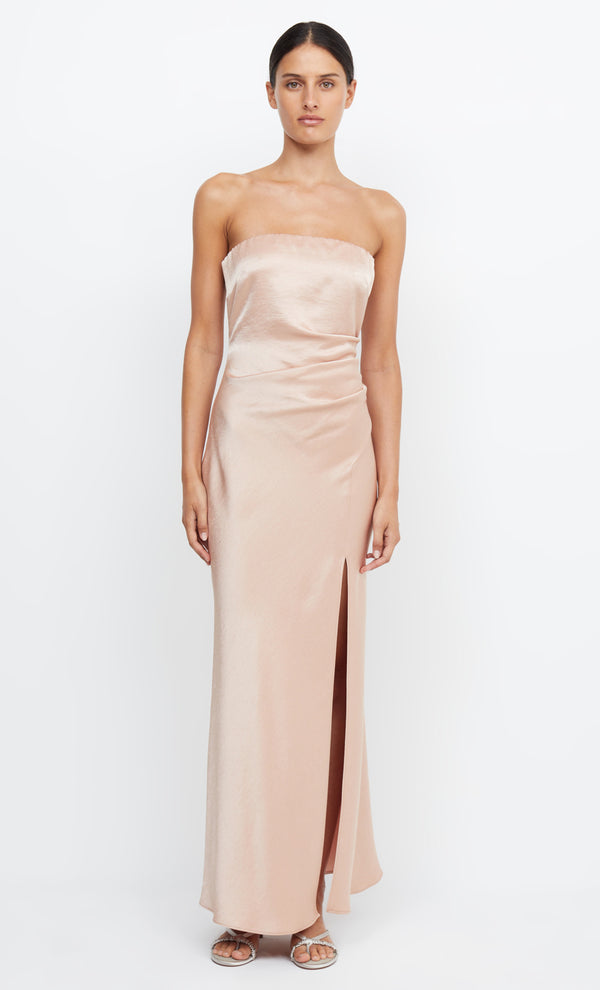 Dreamer Strapless Maxi Bridesmaid Dress in Rose Gold by Bec + Bridge