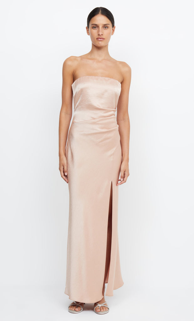 Dreamer Strapless Maxi Bridesmaid Dress in Rose Gold by Bec + Bridge