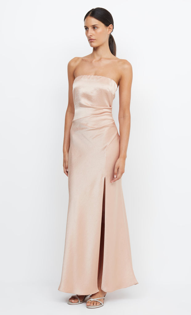 Dreamer Strapless Maxi Bridesmaid Dress in Rose Gold by Bec + Bridge