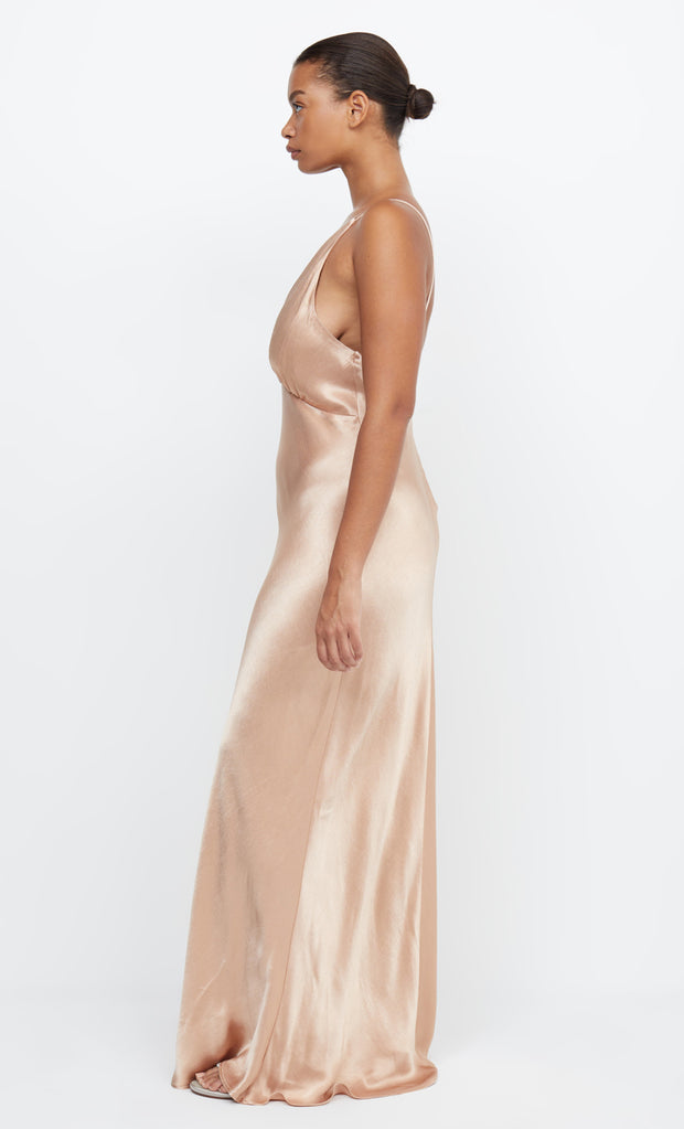 Moon Dance V Neck Bridesmaids Dress in Rose Gold by Bec + Bridge