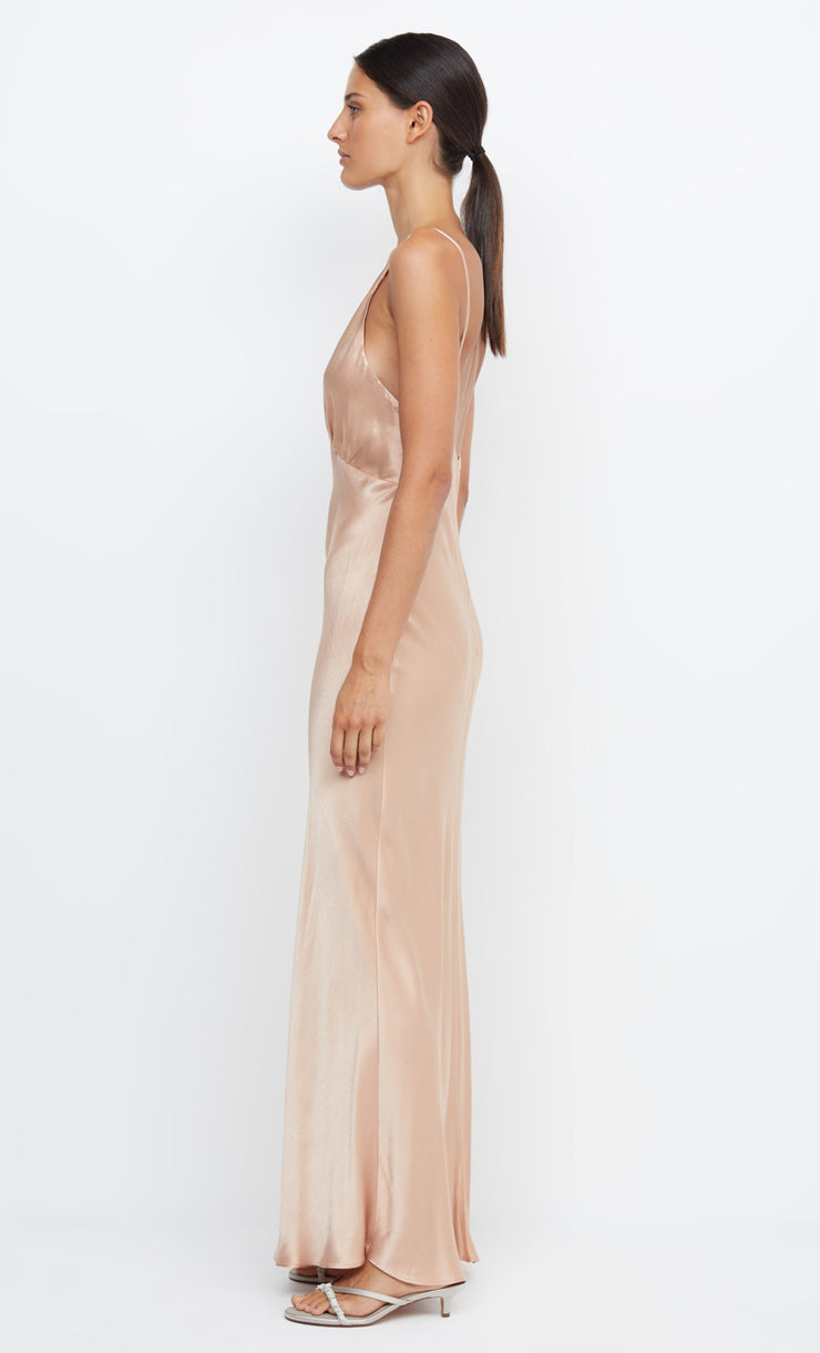 Moon Dance V Neck Bridesmaids Dress in Rose Gold by Bec + Bridge