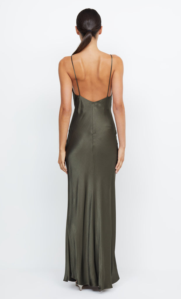 Moon Dance V Neck Plunge Bridesmaid Formal Dress in Dark Willow Green by Bec + Bridge