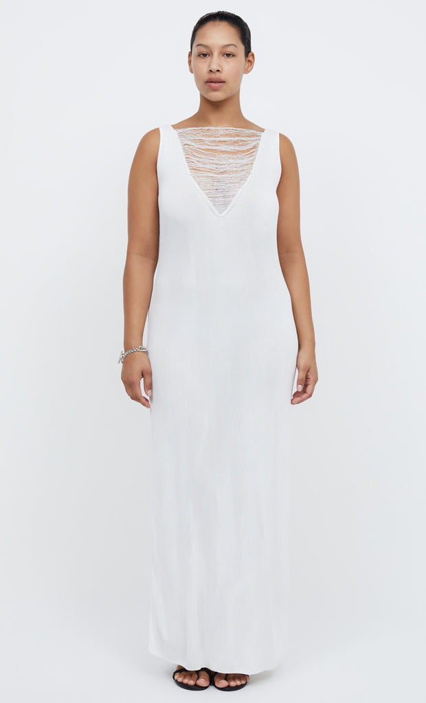 TILDA V NECK KNIT MAXI DRESS - IVORY