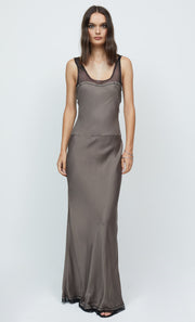 EVANGELINE MAXI DRESS - PEWTER/BLACK