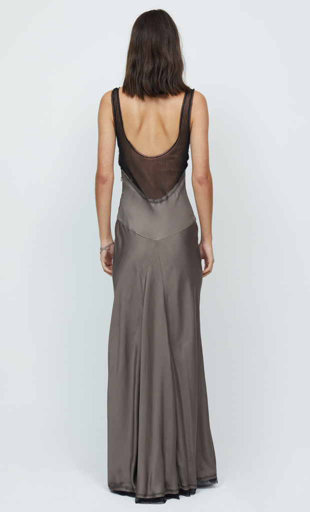 EVANGELINE MAXI DRESS - PEWTER/BLACK