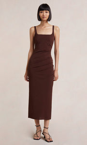 YASMIN MIDI DRESS - COGNAC