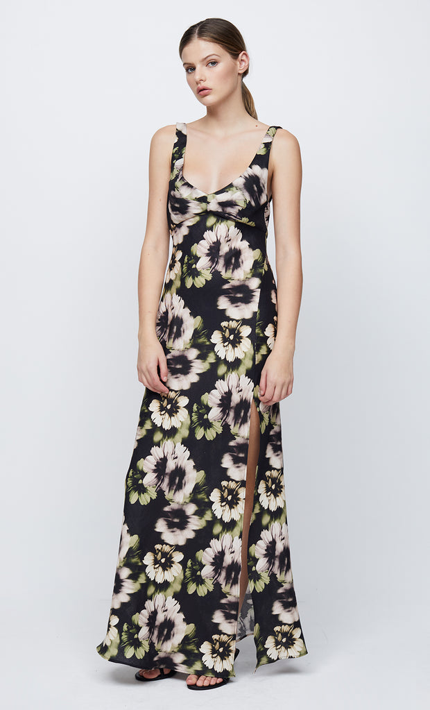 BLOOM LINEN MAXI - BLACK PRINT