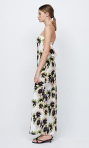 BLOOM SILK STRAPLESS MAXI - IVORY PRINT