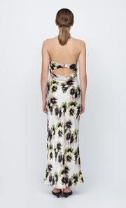 BLOOM SILK STRAPLESS MAXI - IVORY PRINT