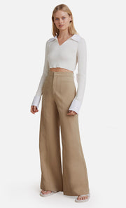 SEDONA WIDE LEG PANT - DARK BEIGE