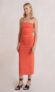 CECILY MIDI DRESS - BLOOD ORANGE