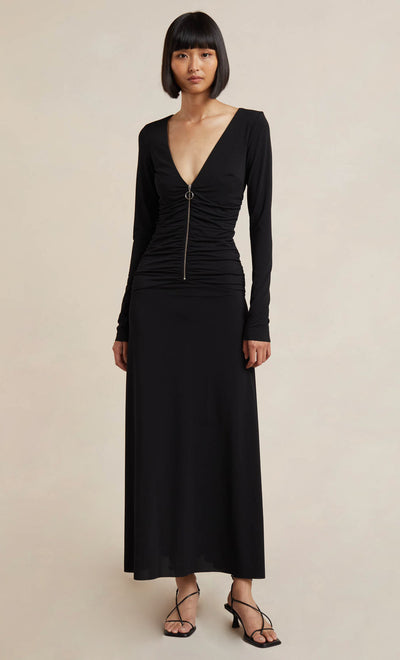 MYLA LONG SLEEVE MAXI DRESS - BLACK