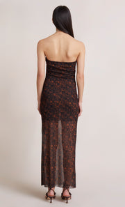 CHECKMATE STRAPLESS MAXI DRESS - PRINT