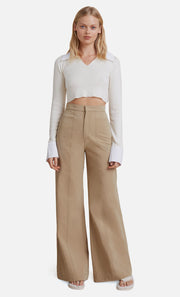 SEDONA WIDE LEG PANT - DARK BEIGE