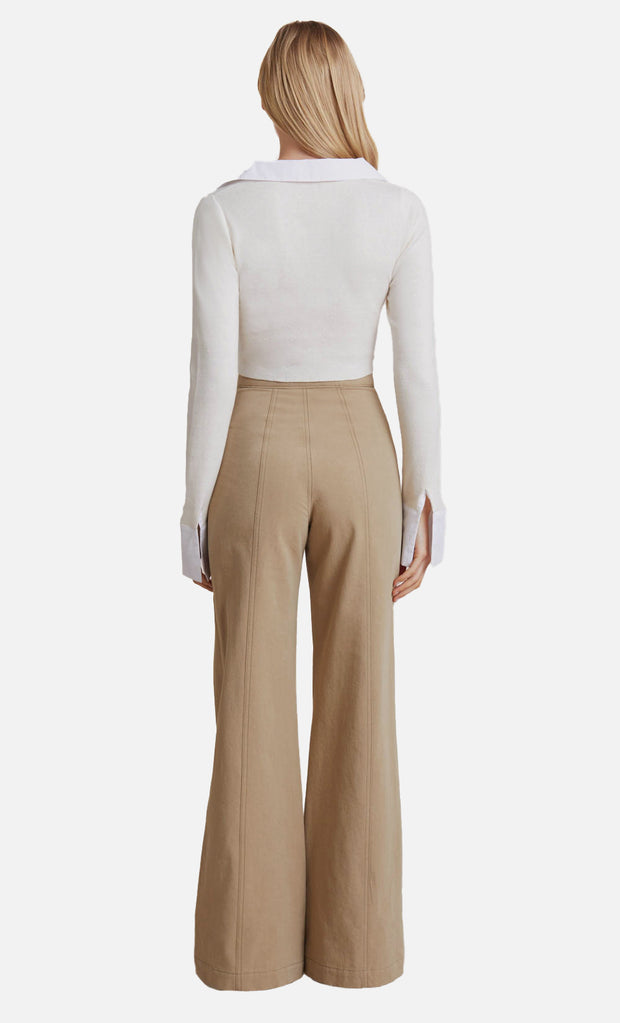 SEDONA WIDE LEG PANT - DARK BEIGE