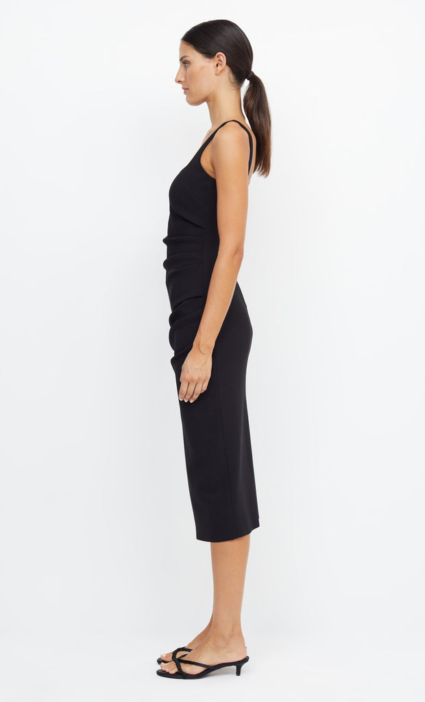 Karina Tuck Midi Formal Bridesmaid Dress in Black by Bec + Bridge