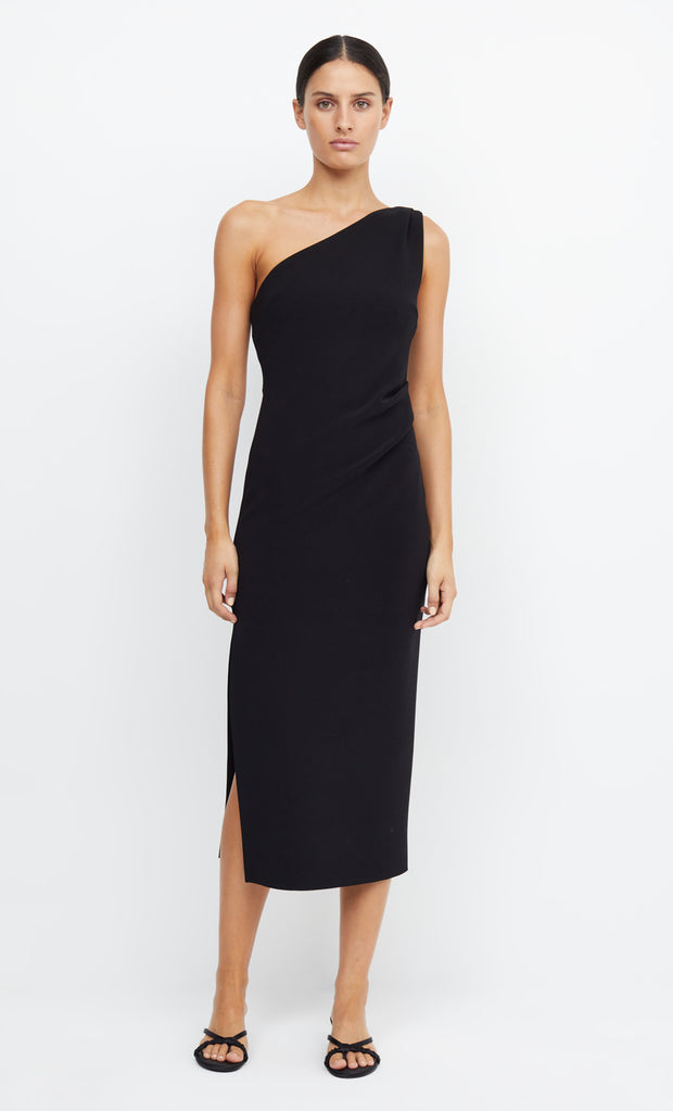 Be Mine Asym Midi Formal Bridemaids Dress in Black by Bec + Bridge