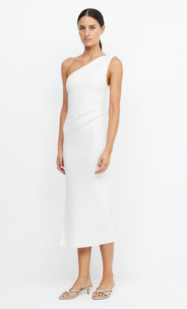 Be Min Asym Midi Bridesmaid Dress in Ivory by Bec + Bridge