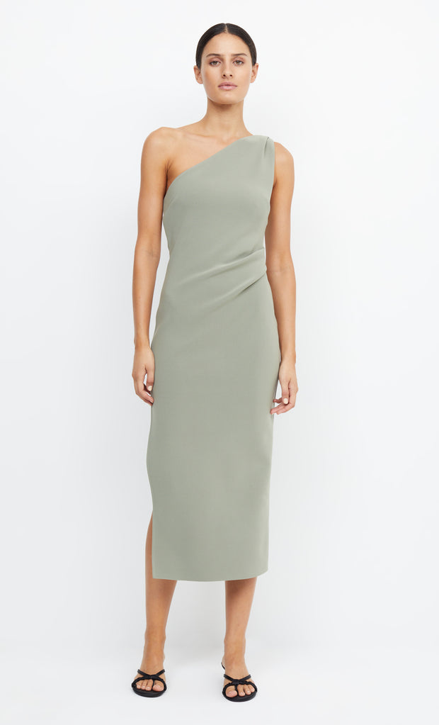 Be Mine Asym Formal Midi Bridesmaid Dress in Sage Green by Bec + Bridge