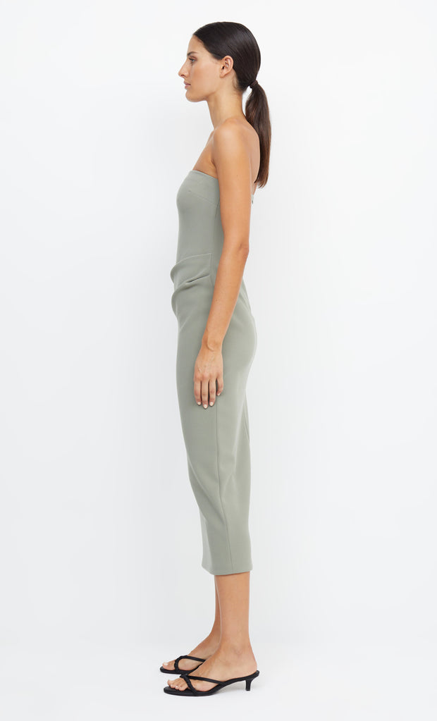 BE MINE STRAPLESS MIDI DRESS - SAGE