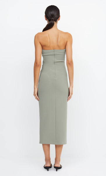 be mine strapless midi dress sage