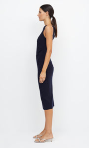 Be Mine Tuck Midi Bridesmaid Formal Dress in Ink Navy by Bec + Bridge